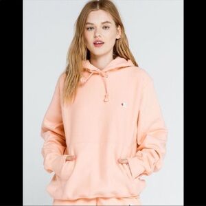 Women’s Champion Coral Orange Reverse Weave Boyfriend Pullover Hoodie Sweatshirt